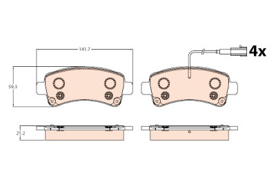 Conjunto de 4 pastilhas de freio TRW GDB2106