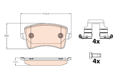 Conjunto de 4 pastilhas de freio TRW GDB2107