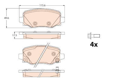Conjunto de 4 pastilhas de freio TRW GDB2116