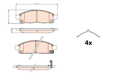 Conjunto de 4 pastilhas de freio TRW GDB2124