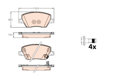Conjunto de 4 pastilhas de freio TRW GDB2151