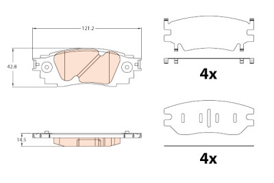 Conjunto de 4 pastilhas de freio TRW GDB2183