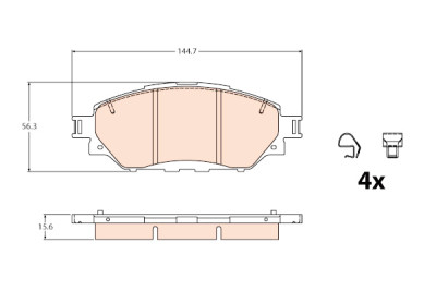 Conjunto de 4 pastilhas de freio TRW GDB2196