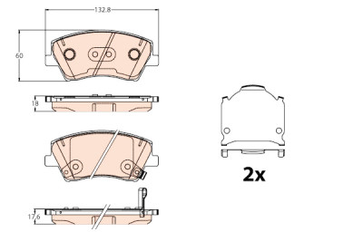 Conjunto de 4 pastilhas de freio TRW GDB2203