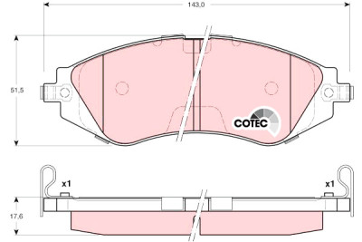 Conjunto de 4 pastilhas de freio COTEC TRW GDB3171