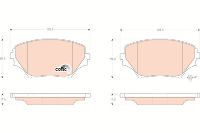 Conjunto de 4 pastilhas de freio COTEC TRW GDB3251