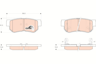 Conjunto de 4 pastilhas de freio COTEC TRW GDB3284