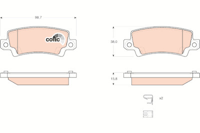 Conjunto de 4 pastilhas de freio COTEC TRW GDB3289
