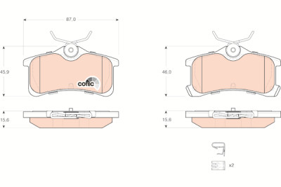 Conjunto de 4 pastilhas de freio COTEC TRW GDB3334
