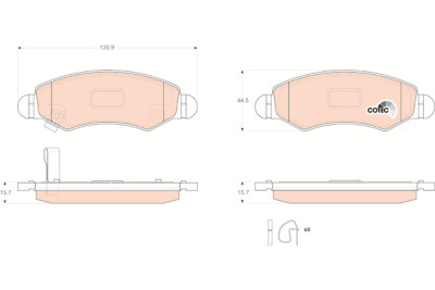 Conjunto de 4 pastilhas de freio COTEC TRW GDB3363