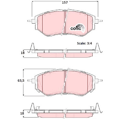 Conjunto de 4 pastilhas de freio COTEC TRW GDB3372