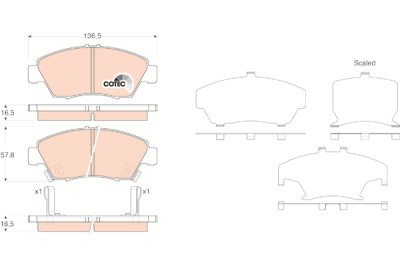 Conjunto de 4 pastilhas de freio COTEC TRW GDB3375