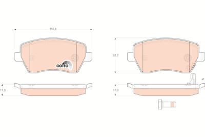 Conjunto de 4 pastilhas de freio COTEC TRW GDB3396