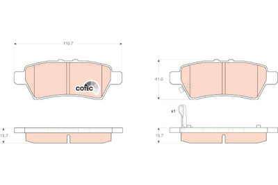Conjunto de 4 pastilhas de freio COTEC TRW GDB3405