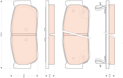 Conjunto de 4 pastilhas de freio TRW GDB3413