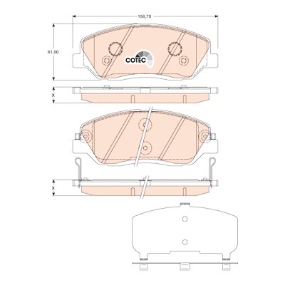 Conjunto de 4 pastilhas de freio COTEC TRW GDB3418
