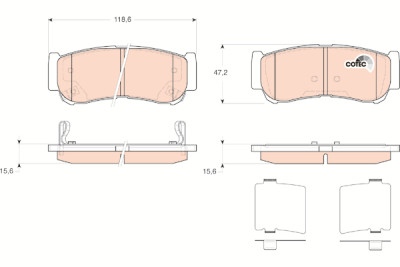 Conjunto de 4 pastilhas de freio COTEC TRW GDB3419