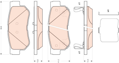 Conjunto de 4 pastilhas de freio TRW GDB3432