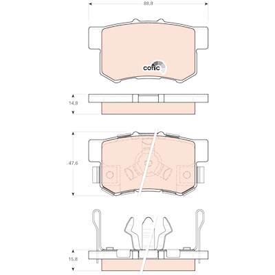 Conjunto de 4 pastilhas de freio COTEC TRW GDB3438