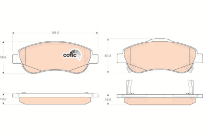 Conjunto de 4 pastilhas de freio COTEC TRW GDB3445