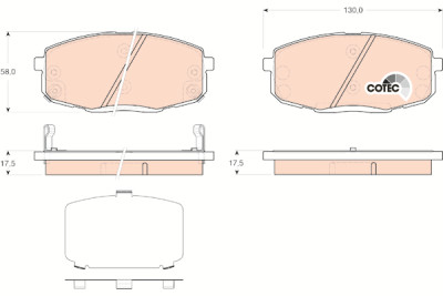 Conjunto de 4 pastilhas de freio COTEC TRW GDB3450