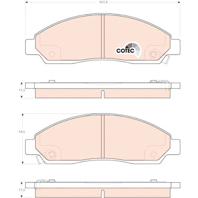 Conjunto de 4 pastilhas de freio COTEC TRW GDB3466