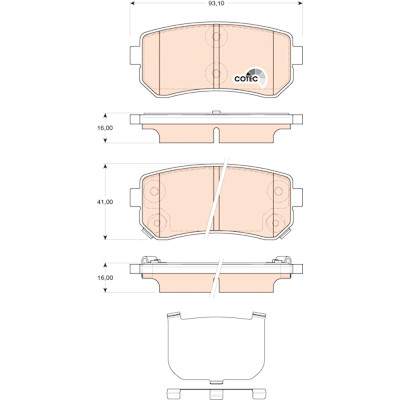 Conjunto de 4 pastilhas de freio COTEC TRW GDB3474