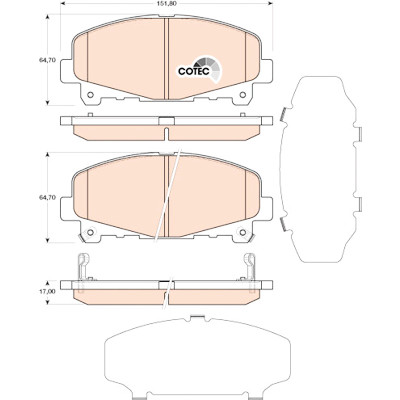 Conjunto de 4 pastilhas de freio COTEC TRW GDB3477