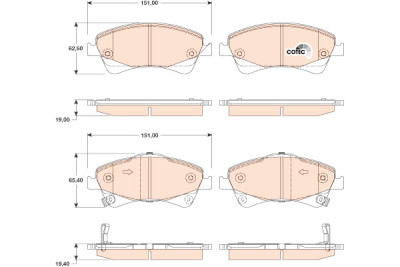 Conjunto de 4 pastilhas de freio COTEC TRW GDB3479