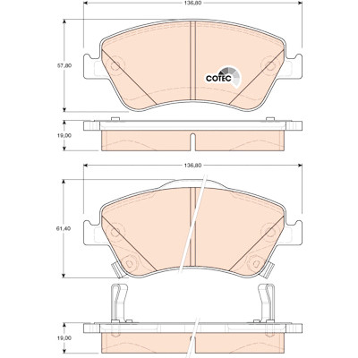 Conjunto de 4 pastilhas de freio COTEC TRW GDB3481