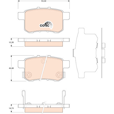 Conjunto de 4 pastilhas de freio COTEC TRW GDB3482
