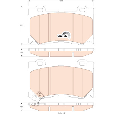 Conjunto de 4 pastilhas de freio COTEC TRW GDB3505