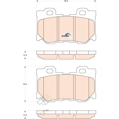 Conjunto de 4 pastilhas de freio COTEC TRW GDB3515