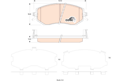 Conjunto de 4 pastilhas de freio COTEC TRW GDB3519