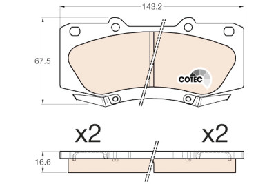 Conjunto de 4 pastilhas de freio COTEC TRW GDB3534