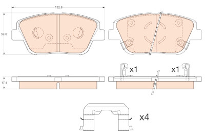 Conjunto de 4 pastilhas de freio TRW GDB3540