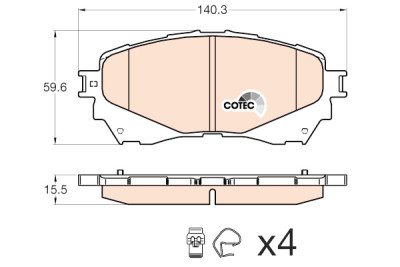 Conjunto de 4 pastilhas de freio COTEC TRW GDB3580