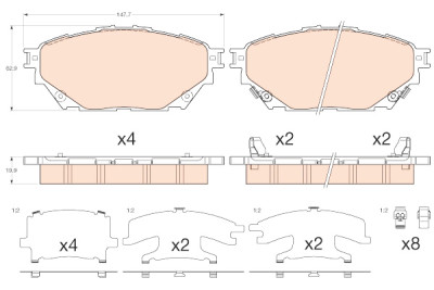 Conjunto de 4 pastilhas de freio TRW GDB3611