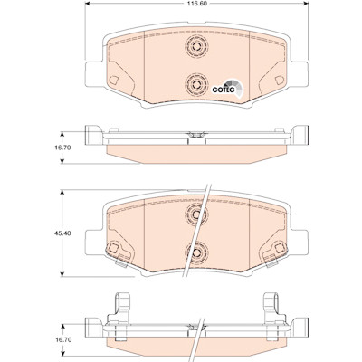 Conjunto de 4 pastilhas de freio COTEC TRW GDB4145
