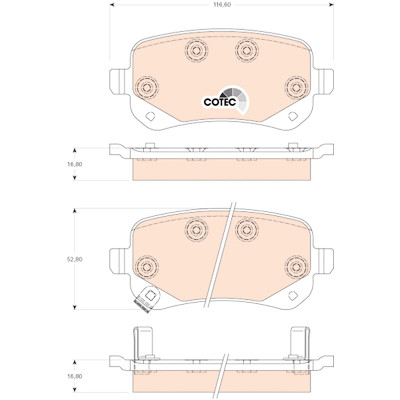 Conjunto de 4 pastilhas de freio COTEC TRW GDB4176