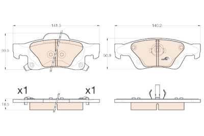 Conjunto de 4 pastilhas de freio COTEC TRW GDB4448
