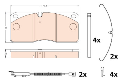 Conjunto de 4 pastilhas de freio TRW GDB5005