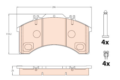 Conjunto de 4 pastilhas de freio TRW GDB5022