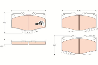 Conjunto de 4 pastilhas de freio COTEC TRW GDB797