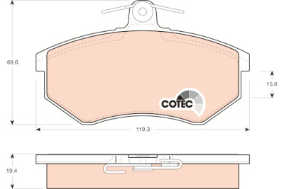 Conjunto de 4 pastilhas de freio COTEC TRW GDB826