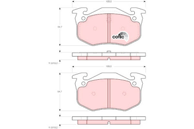 Conjunto de 4 pastilhas de freio COTEC TRW GDB905