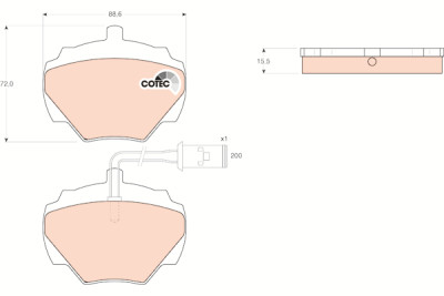 Conjunto de 4 pastilhas de freio COTEC TRW GDB976