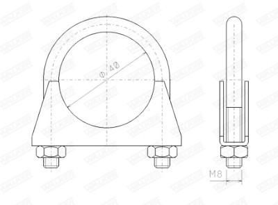 Peça de montagem, sistema de exaustão WALKER 82348
