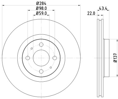 Disco de freio HELLA 8DD 355 102-391