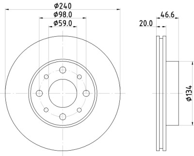 Disco de freio HELLA 8DD 355 105-881